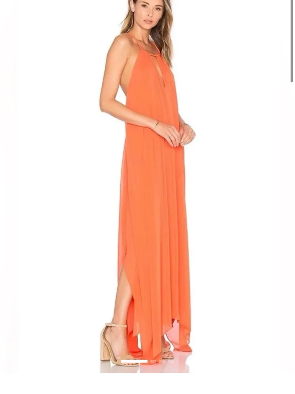 Alice + Olivia Orange Halter Maxi Dress